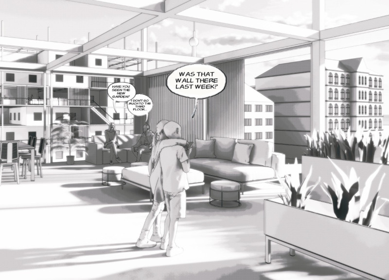 Cross Laminated Timber Housing Integrating Steel Grids and Shared Living Spaces