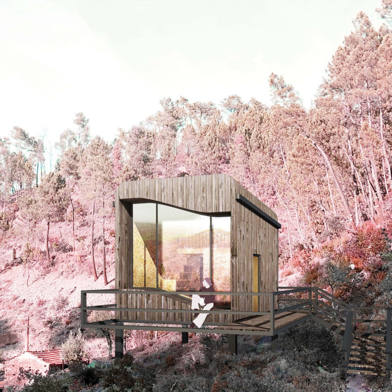 Cork-Insulated Retreat with Curved Roof Seamlessly Integrated into Mountain Landscape