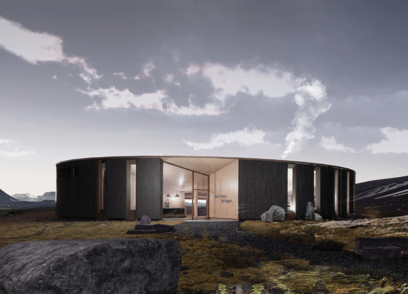 Charred Cedar Pavilion Anchoring Visitor Experience at Volcanic Crater