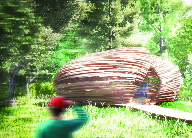 Corbelled Lattice Pavilion Embracing Nature for Mindful Reflection