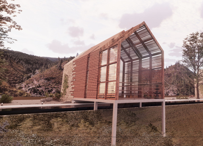 Cave-Like Retreat Featuring Stone and Bamboo for Mindful Meditation