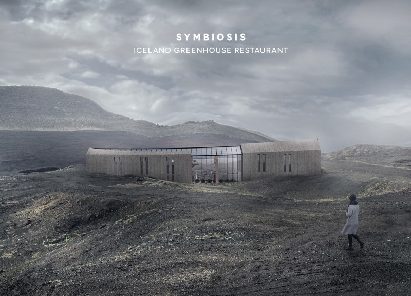 Glass and Concrete Greenhouse Integrated with Scenic Volcano Views