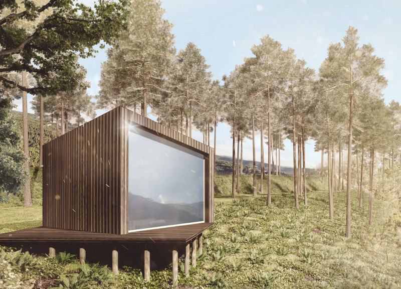 Hemp Insulation and Wooden Slats Defining Sustainable Retreats in Nature