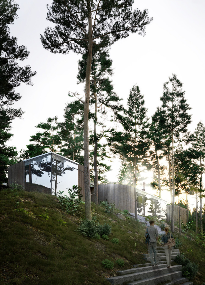 Timber Retreat with Sedum Roof in Cliffside Setting