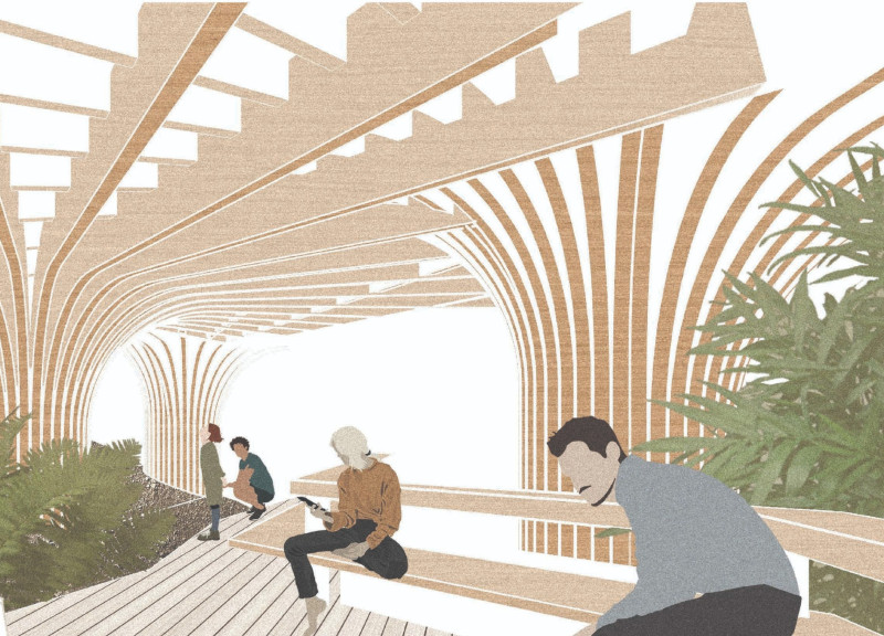 Equitone-Clad Structure with Timber Canopy Overlooking Natural Landscapes