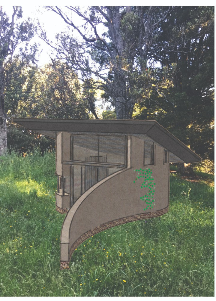 Hempcrete Sanctuary with Recycled Glass Elements for Mindful Reflection