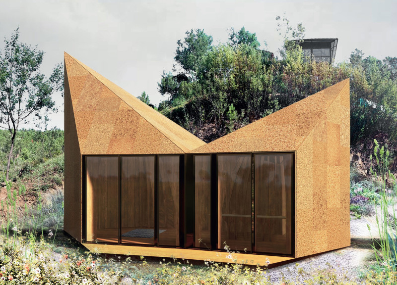 Cork Cabins with Curvilinear Forms Embracing Mindfulness in Nature