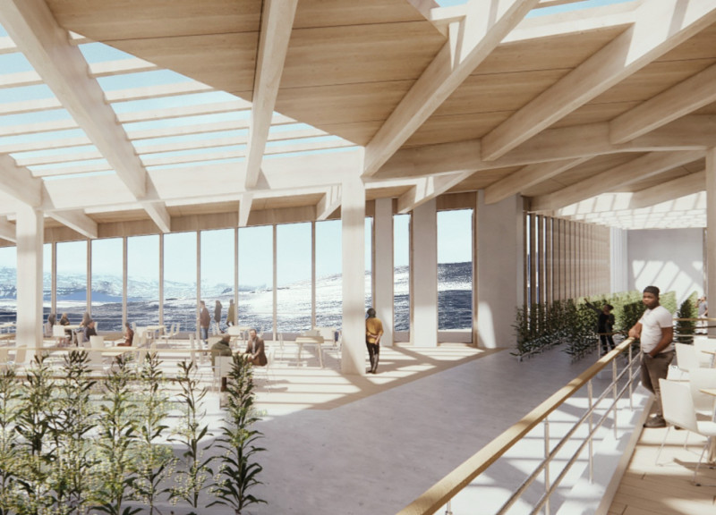 Terraced Greenhouse Constructed with Cross-Laminated Timber Panels and Charred Wooden Shingles