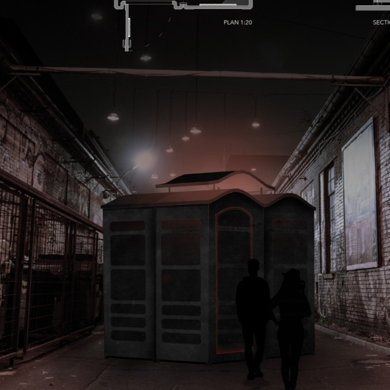 Black-Coated Portable Restrooms with Recycled Cotton Sound Insulation