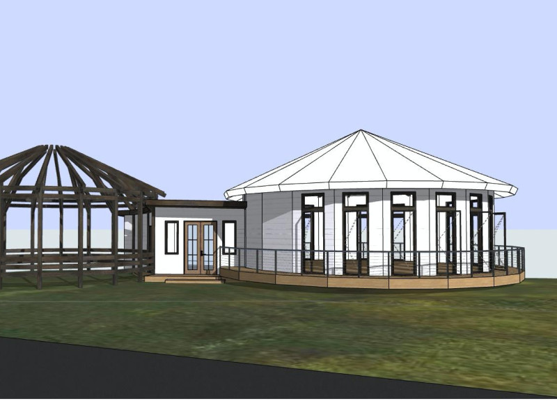 Natural Stone Pathways and Grassed Entry in a Tranquil Yoga Space