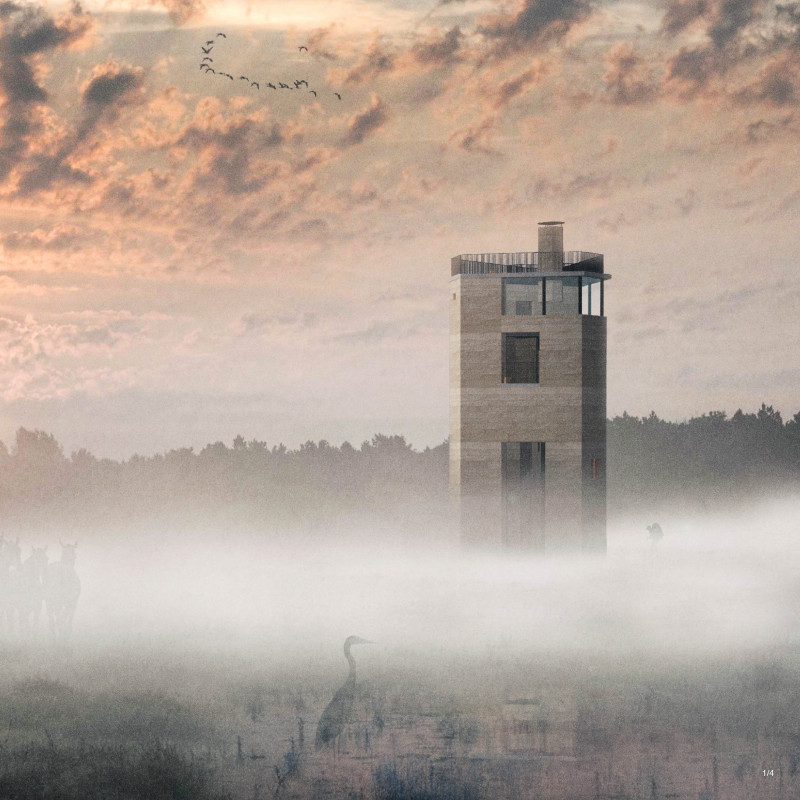 Rammed Earth Observation Tower Seamlessly Integrating with Nature