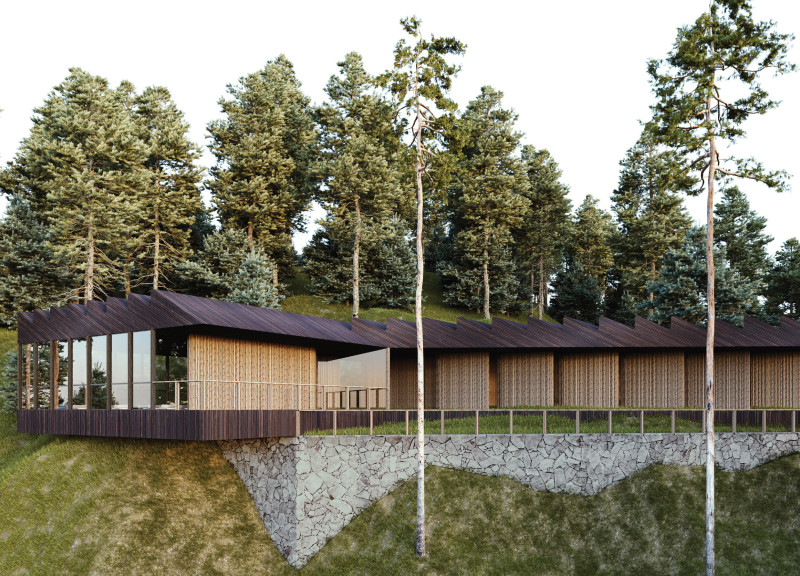 Reflecting Pool and Cascading Garden in Locally Sourced Timber Retreat