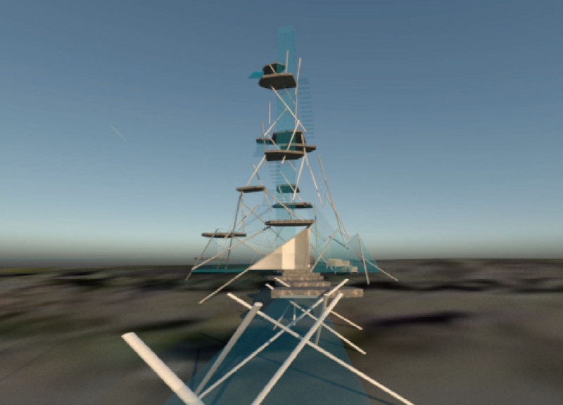 Floating Towers Reflecting Geological Energy