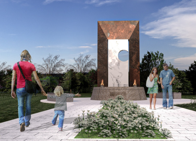 Dark Metal and White Marble: a Reflective Space for Healing and Remembrance