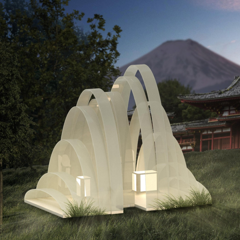 Heat-Radiating Seating Within a Light-Emitting Membrane Pavilion