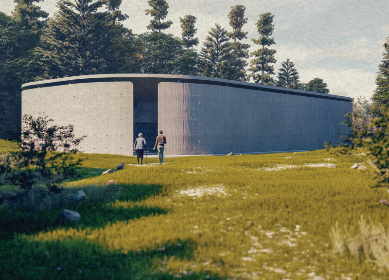 Concrete Niches and Enclosed Garden for Contemplation