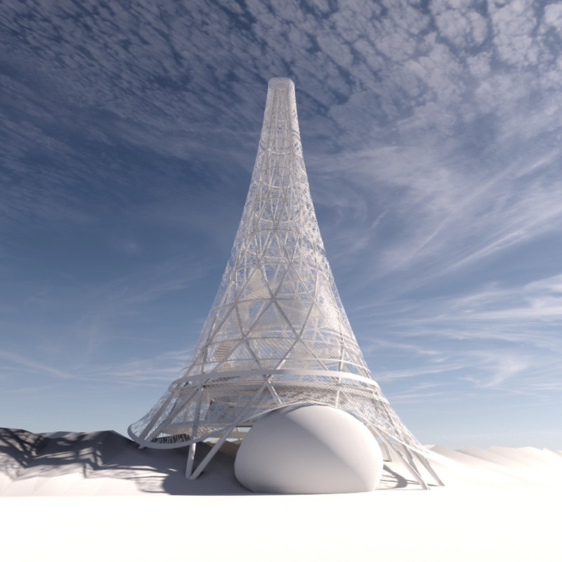 Recycled Fabrics and Lur Pillars Framing a Bathing Space Rooted in Folklore