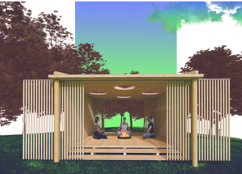 Timber Dowel Cabin Embracing Light and Nature for Introspective Retreat