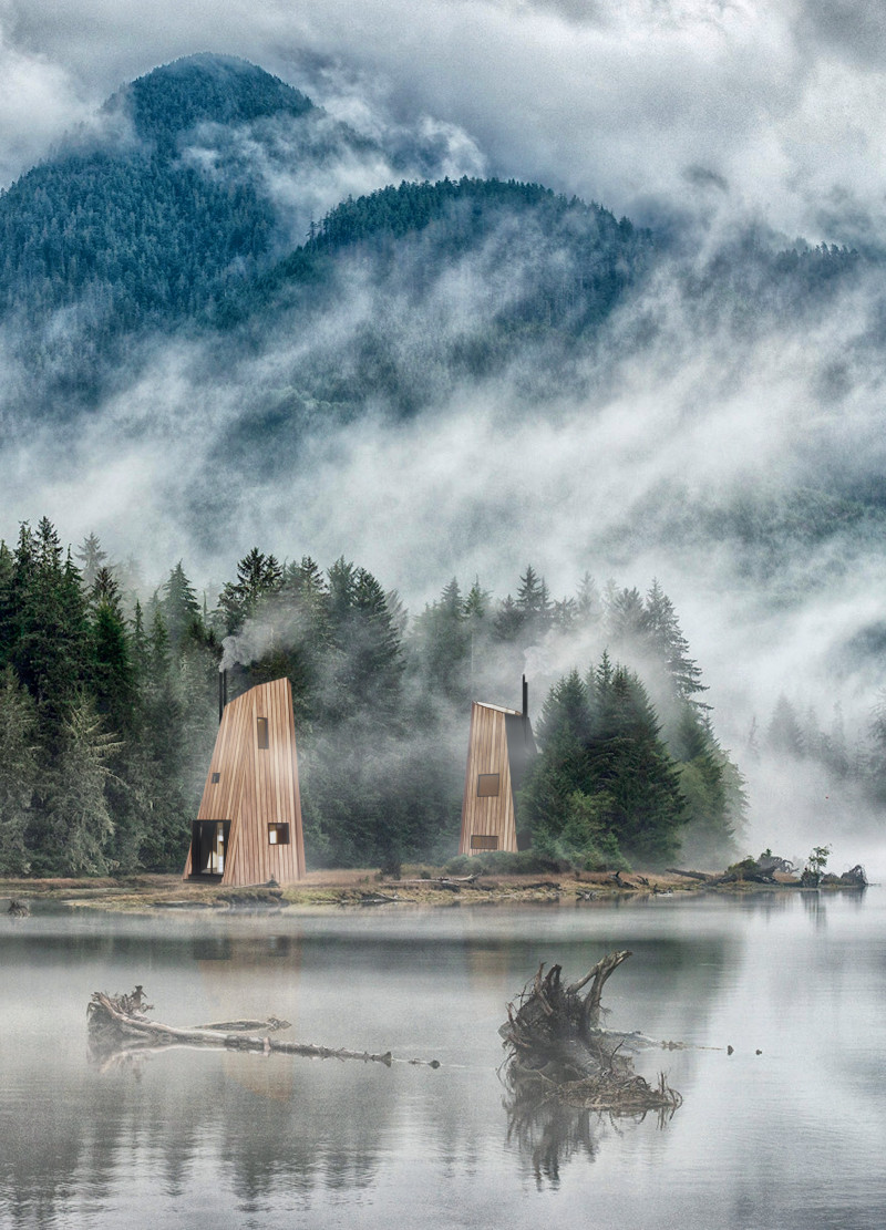 Elevated Sleep Spaces in a Hexagonal Timber Home with Photovoltaic Facades