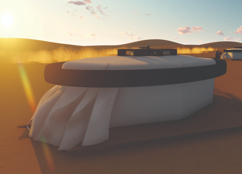 Skylit Lodges Capturing Desert Heritage with Palm Leaves and Photovoltaic Glass