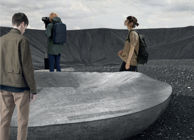 Curvilinear Viewing Platform Crafted from Local Volcanic Rock and Reinforced Concrete