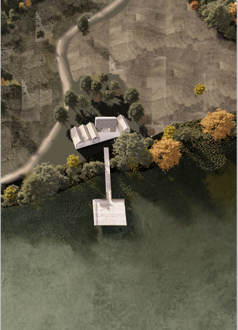 Elevated Workshop Surrounded by Natural Reed and Wood Houses