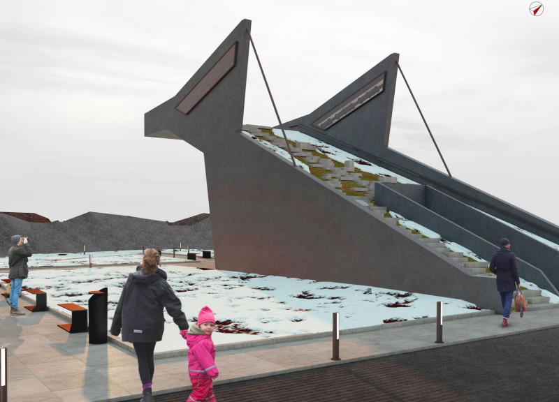 Elevated Slate Platform with Glass Views and Sustainable Pathways