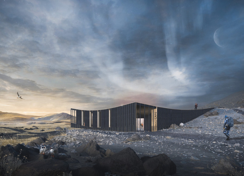 Circular Structure Crafted from Sustainable Wood Embracing Volcanic Landscape