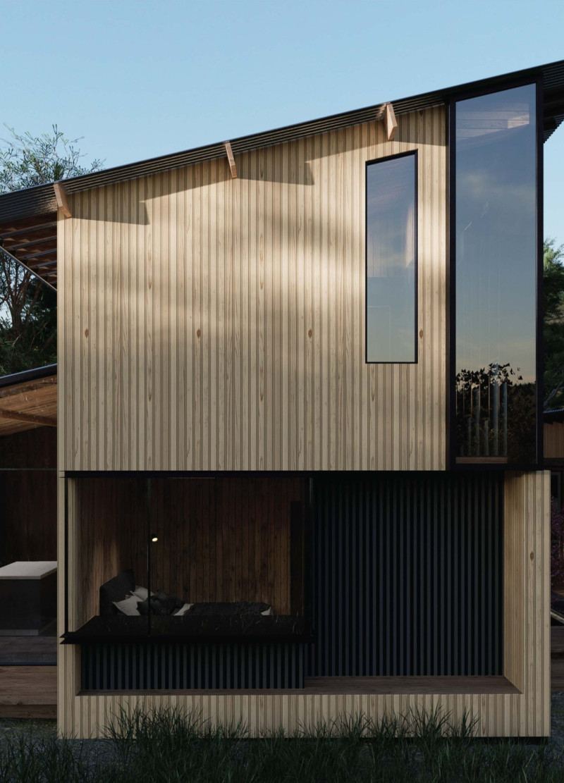 Transparent Studio with Bat House Integration and Lake Views