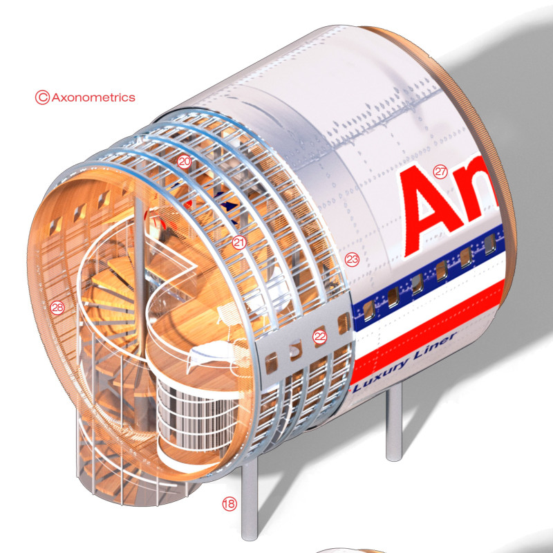 Repurposed Aircraft Fuselages with Aluminum Skin Creating Compact Microhomes