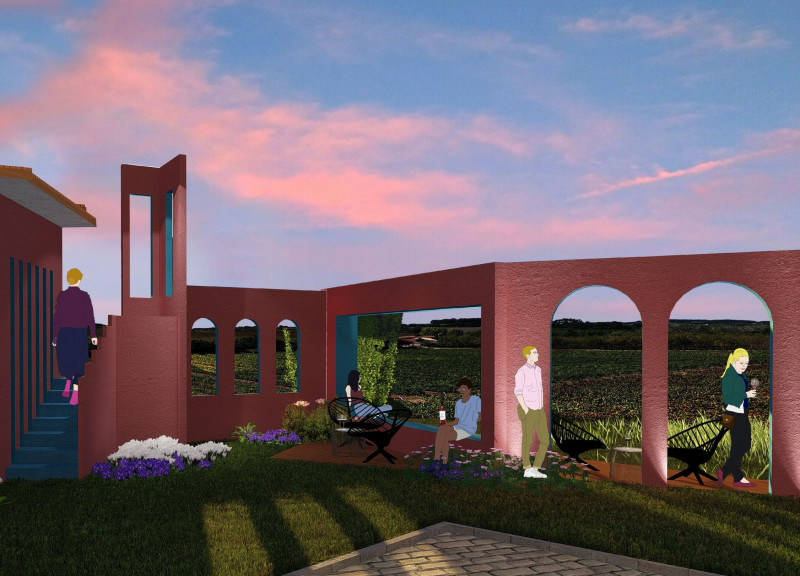 Timber-Framed Walls and Sustainable Solar Solutions for Wine Tasting Experience