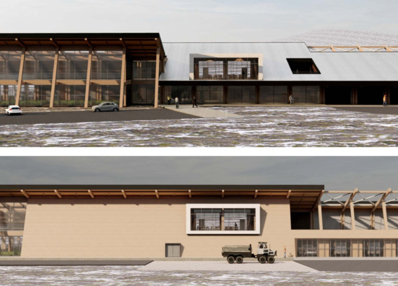 Cross-Laminated Timber Framework with Charred Shingles for Sustainable Community Resource Hub