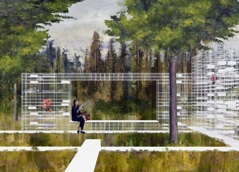 Porous Filigree Structure Enhancing Connection to Nature Through Remembrance