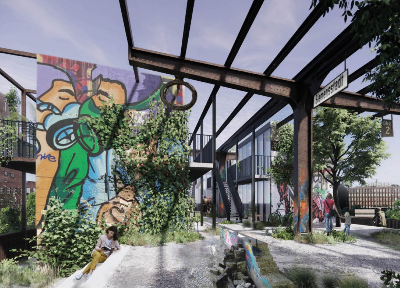 Suspended Units Overlooking Green Spaces in a Revitalized Urban Railway