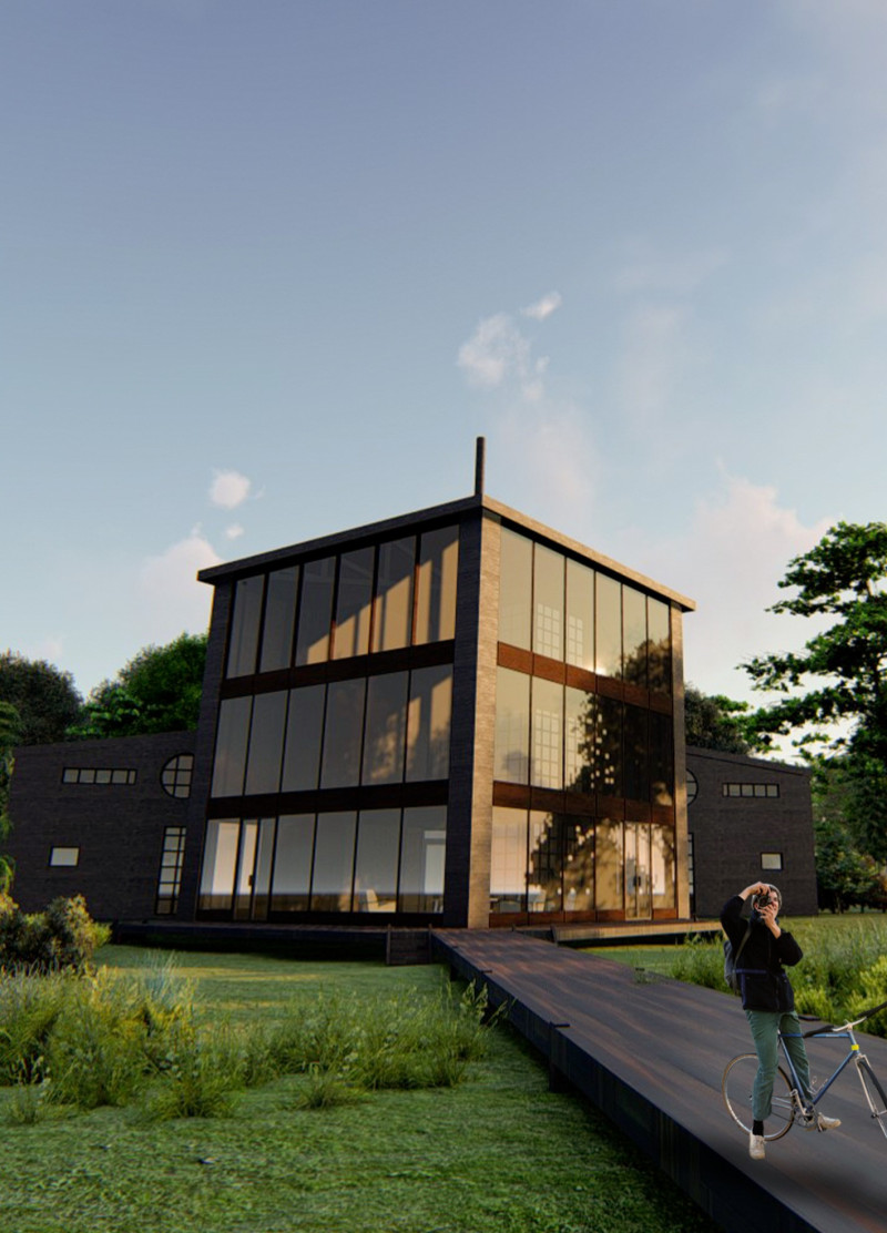 Attic Spaces and Stained-Glass Windows in a Community Courtyard Design