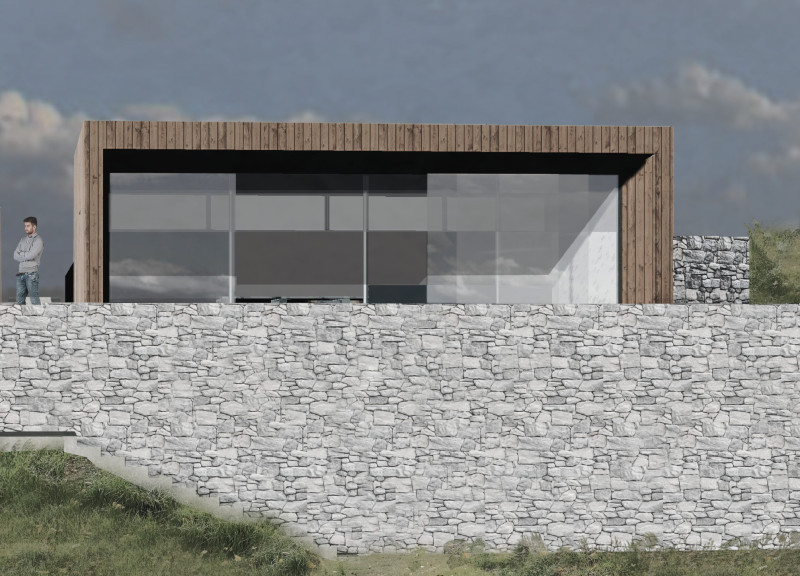 Natural Stone and Xlam Volumes Framing Vineyard Views