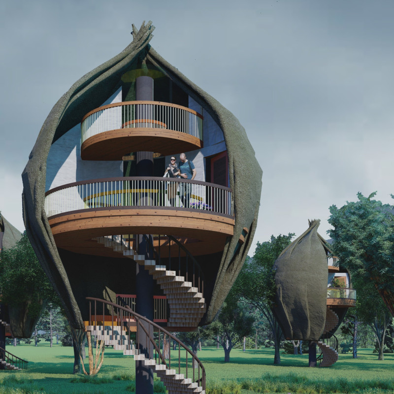 Bamboo Framework and Thatch Roof: a Tranquil Retreat for Spiritual Meditation