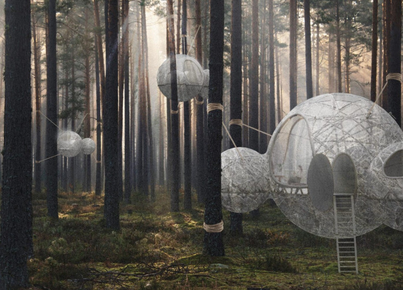 Cocoon-Like Facade Formed by Silkworm Robots in Suspended Spherical Modules