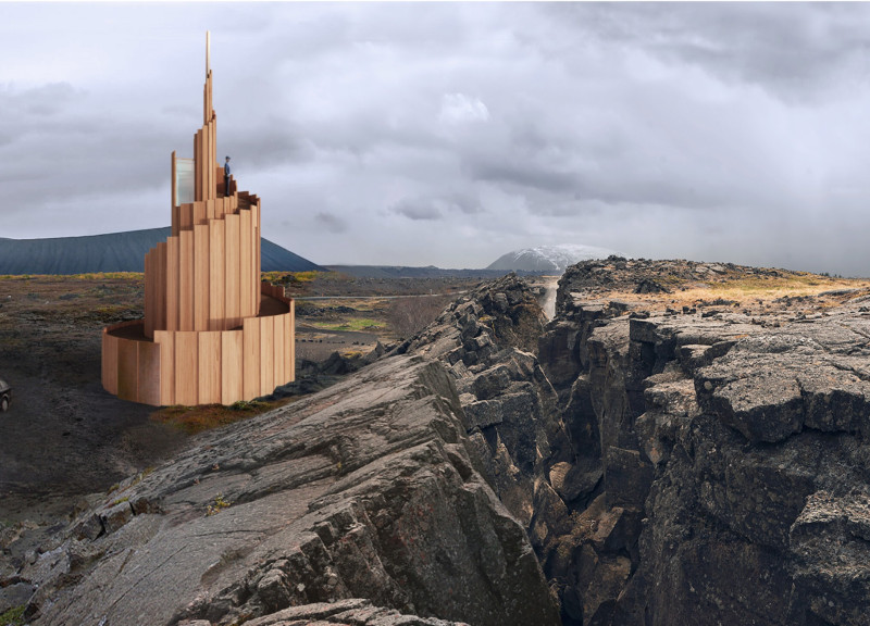 Engineered Wood and Semi-Arches Create a Unique Observational Experience in Icelandic Landscape