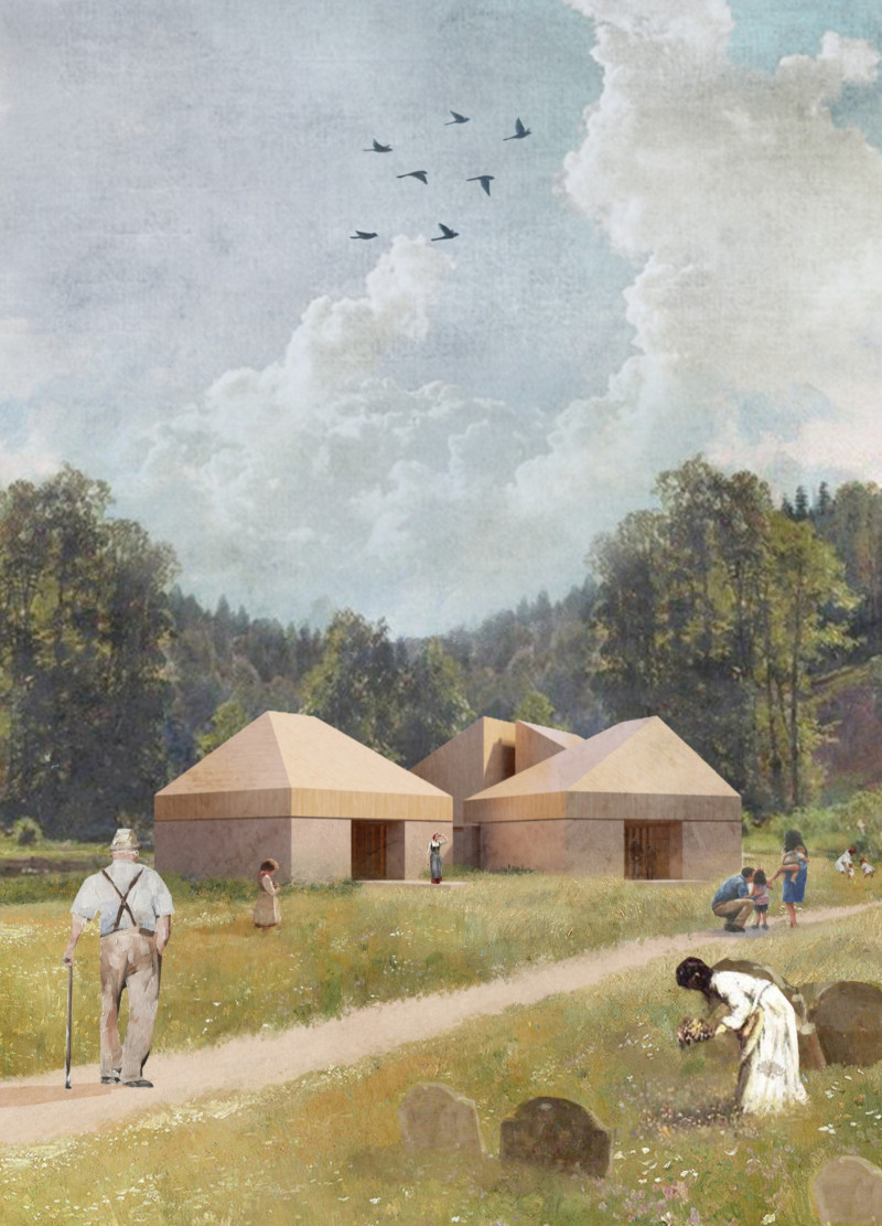 Framed Forest Views in Plywood Columbarium Design