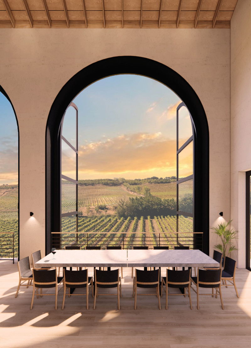 Integrating Natural Light with Wood and Plaster in a Hillside Tasting Facility