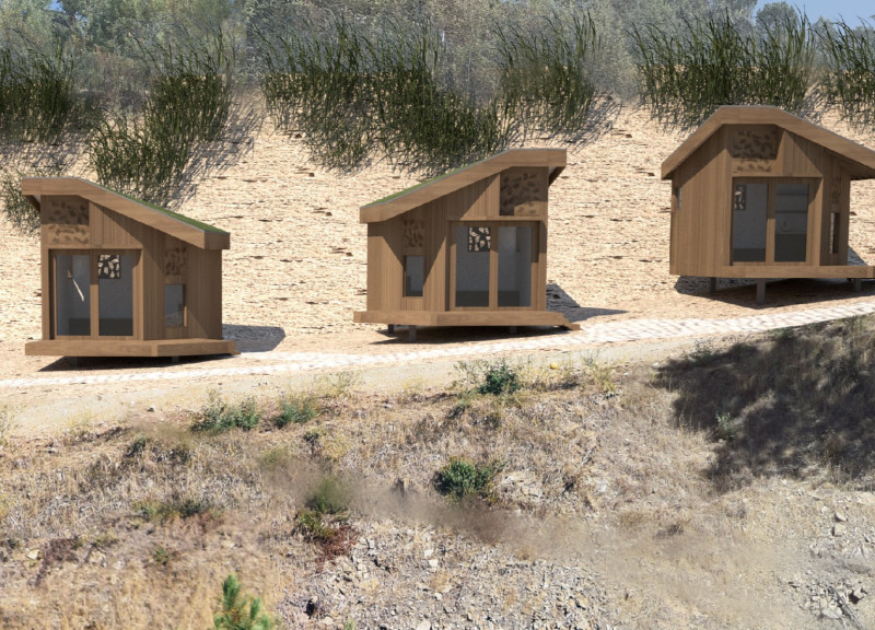 Sedum-Covered Cabins with Natural Cork Interiors for Mindful Retreats