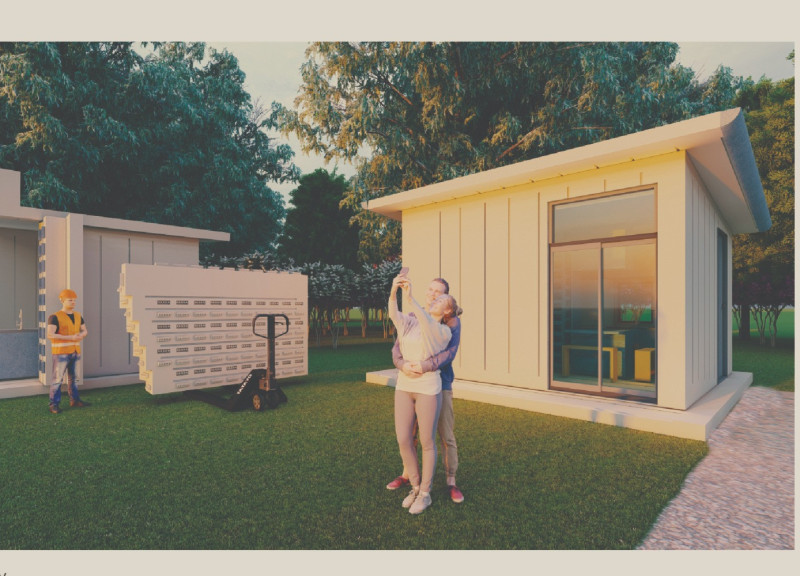 Recycled Plastic Panels Create Versatile Micro Housing with Integrated Sustainability Features