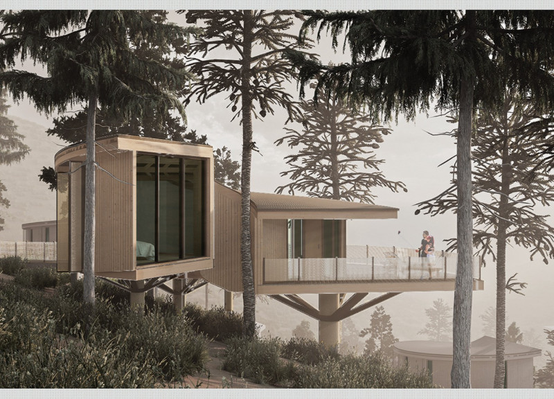 Tiered Retreat Crafted from Mountain Larch and Cork Insulation