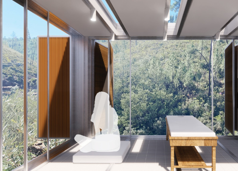 Meditation Cabin with Epdm Grate and Rainwater Collection Systems