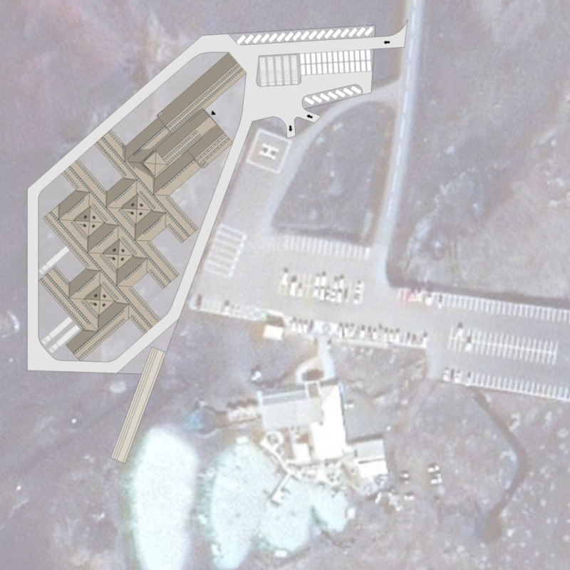 Lava Stone Foundations and Hydroponic Systems in a Community-Centric Greenhouse Complex