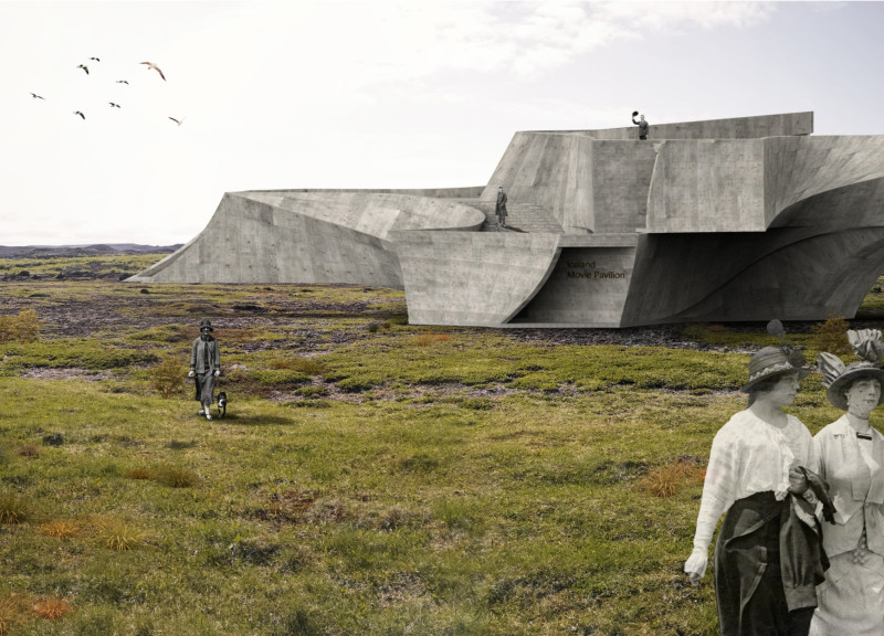 Telescopic Barrel Structure Embraces Grjotagja Landscape for Immersive Cinematic Experience
