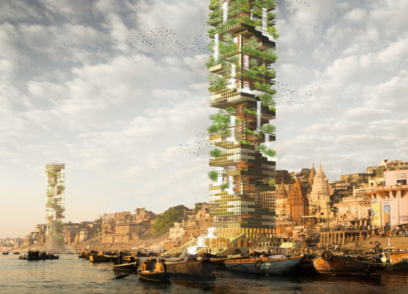 Cremation Spaces Aligned with Ganges Water and Meditation Gardens