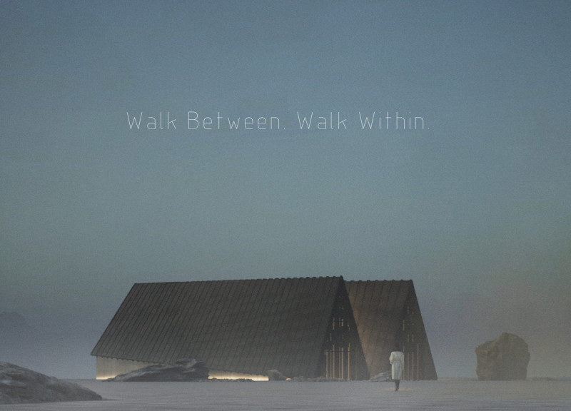 Gabled Towers Framing a Tectonic Rift with Local Black Metal and Natural Slate