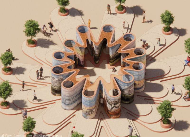 Rammed Earth Pavilion Showcasing Twelve Soil Types for Educational Engagement